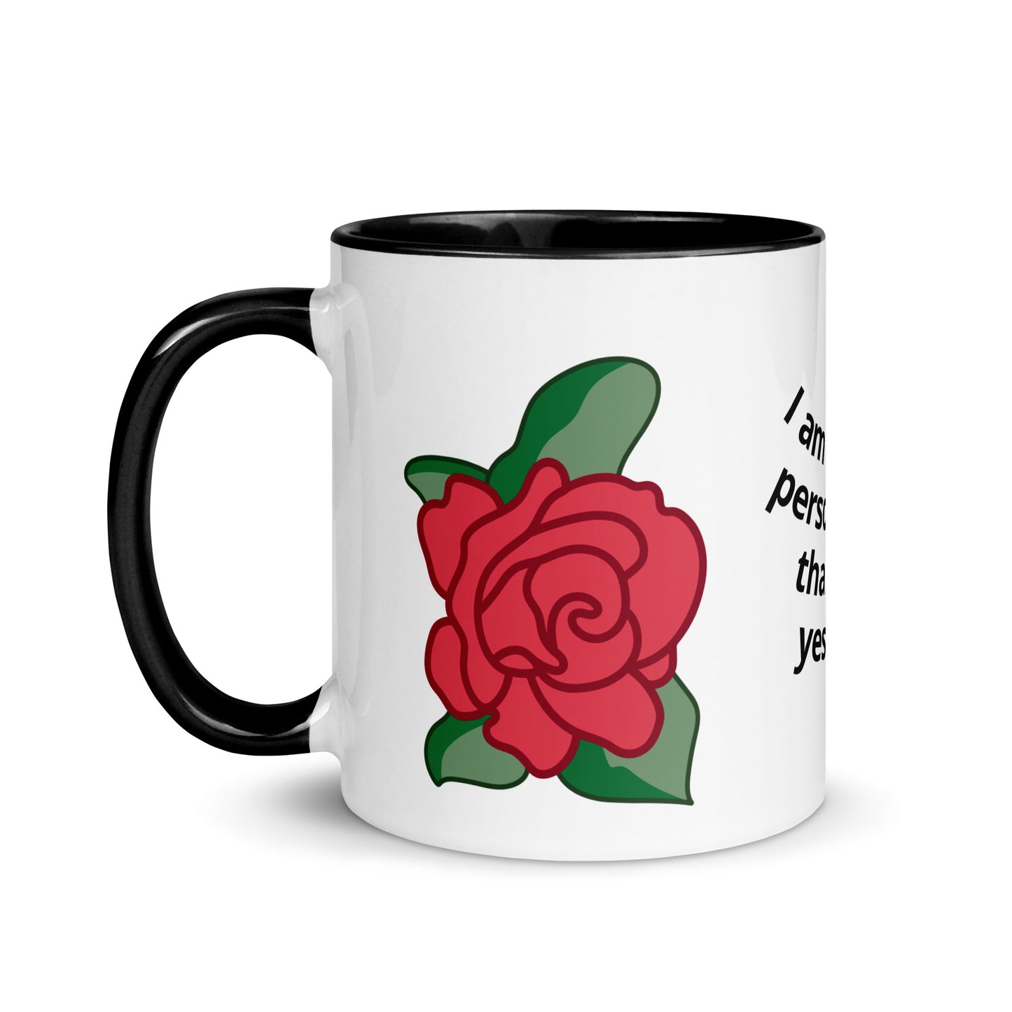 White Cup Flower Mug with Black Accent Color