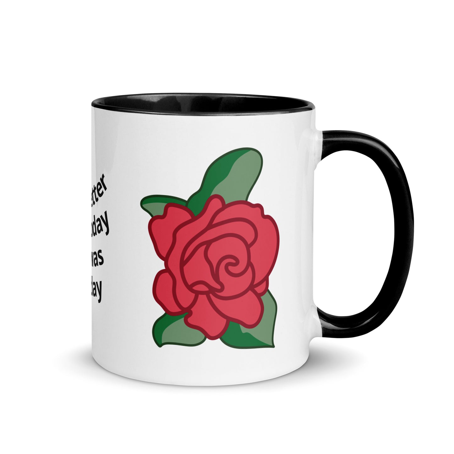 White Cup Flower Mug with Black Accent Color