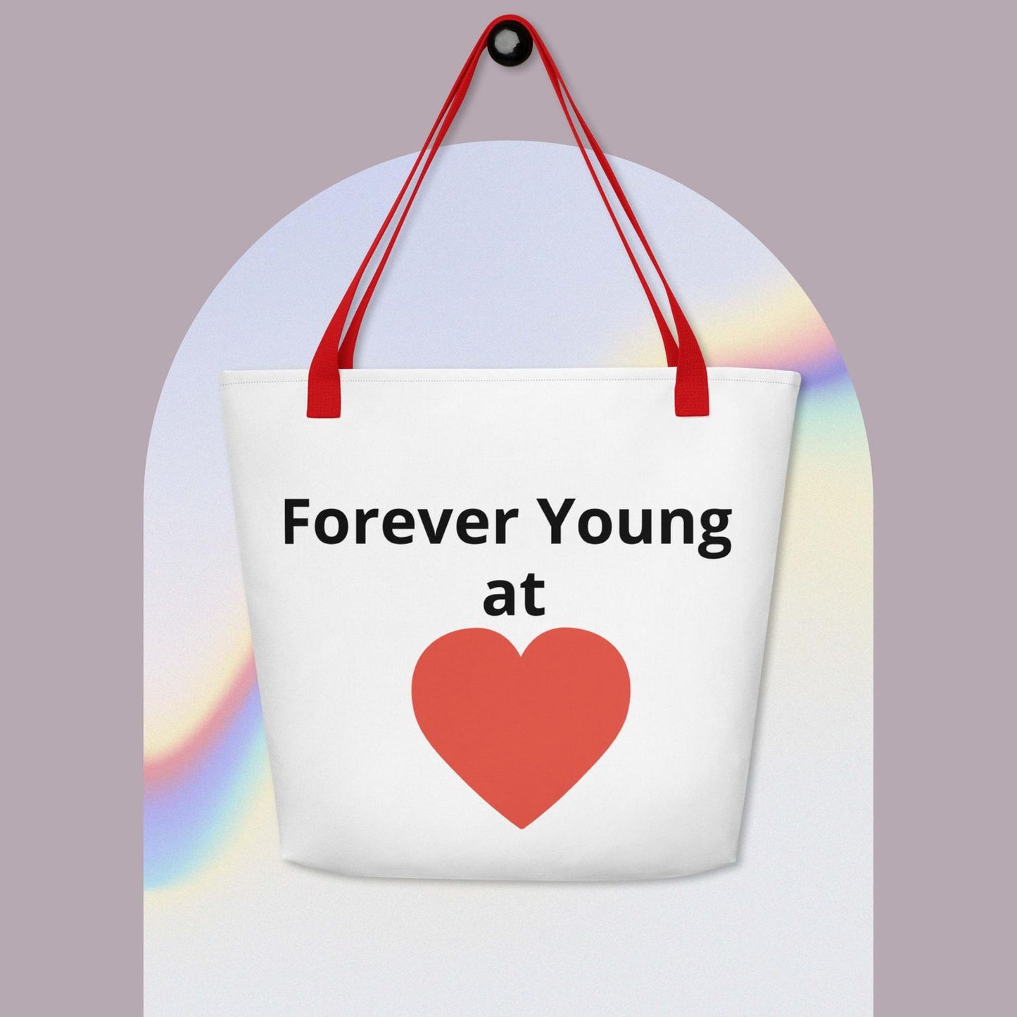 White Large Tote Bag - Red