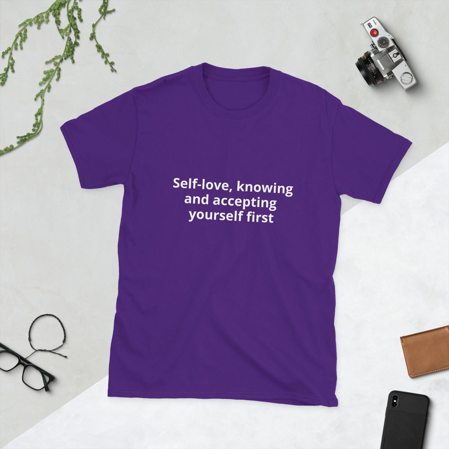 Black Unisex T-Shirt - Purple - 2XL