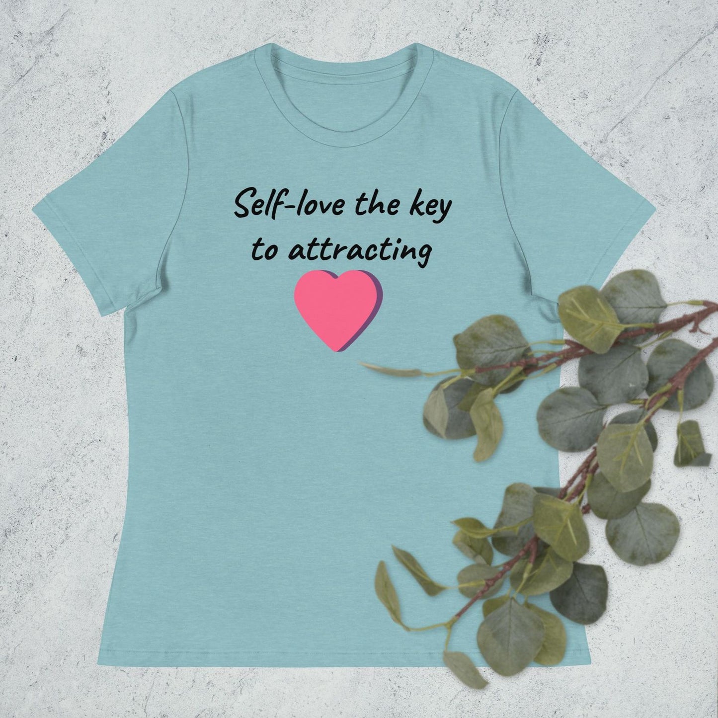 White T-Shirt - Heather Blue Lagoon - S
