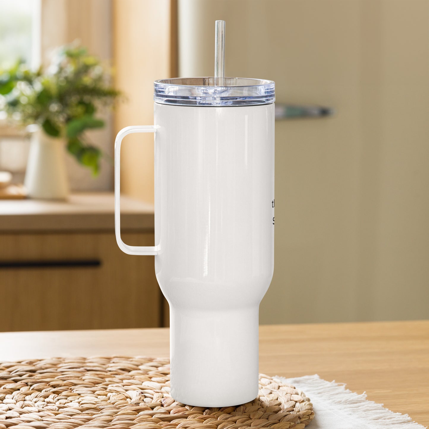 White Travel Cup with Handle