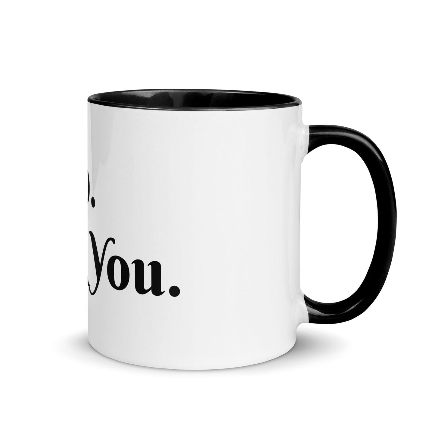 White Ceramic Cup with Color Inside - Black - 11 oz