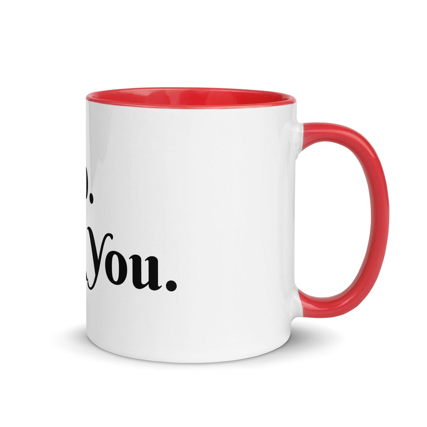 White Ceramic Cup with Color Inside - Red - 11 oz