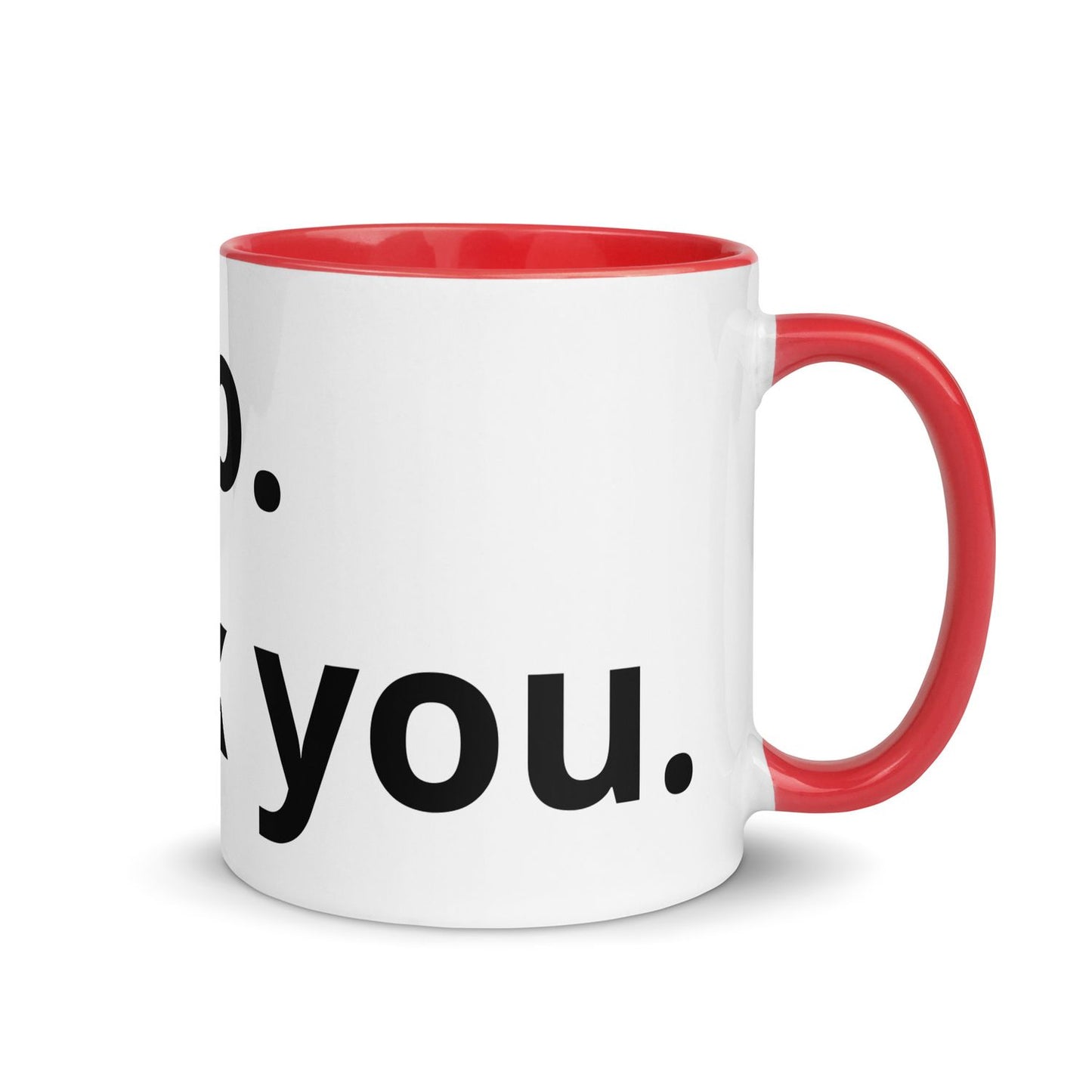 White Ceramic Cup with Color Inside - Red
