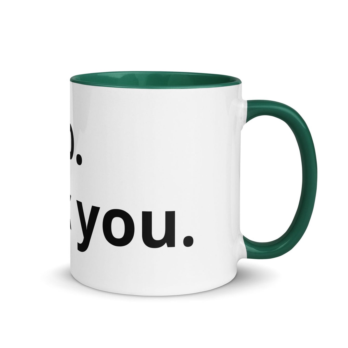 White Ceramic Cup with Color Inside - Dark green - 11 oz