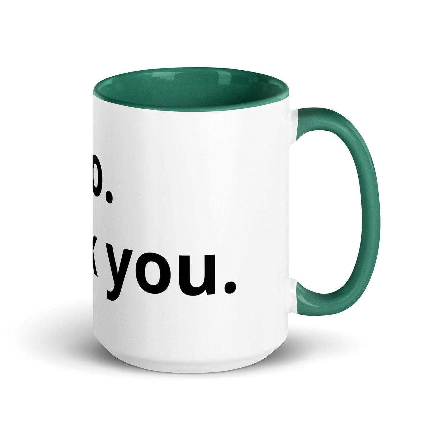 White Ceramic Cup with Color Inside - Dark green - 15 oz