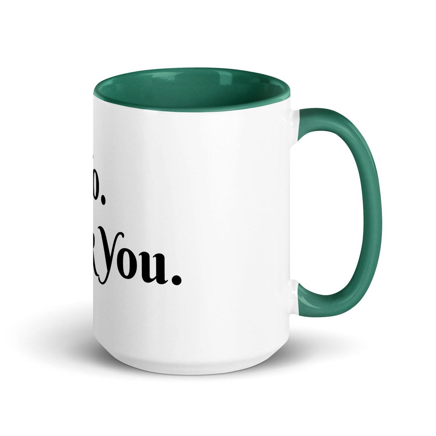 White Ceramic Cup with Color Inside - Dark green - 15 oz