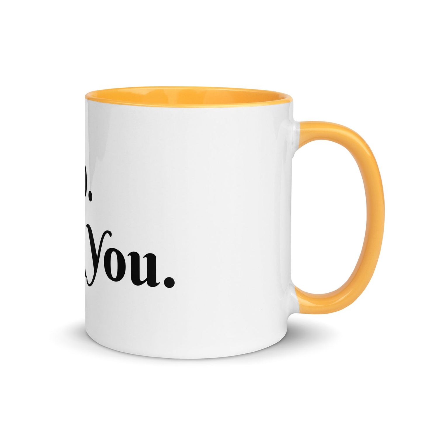 White Ceramic Cup with Color Inside - Golden Yellow - 11 oz