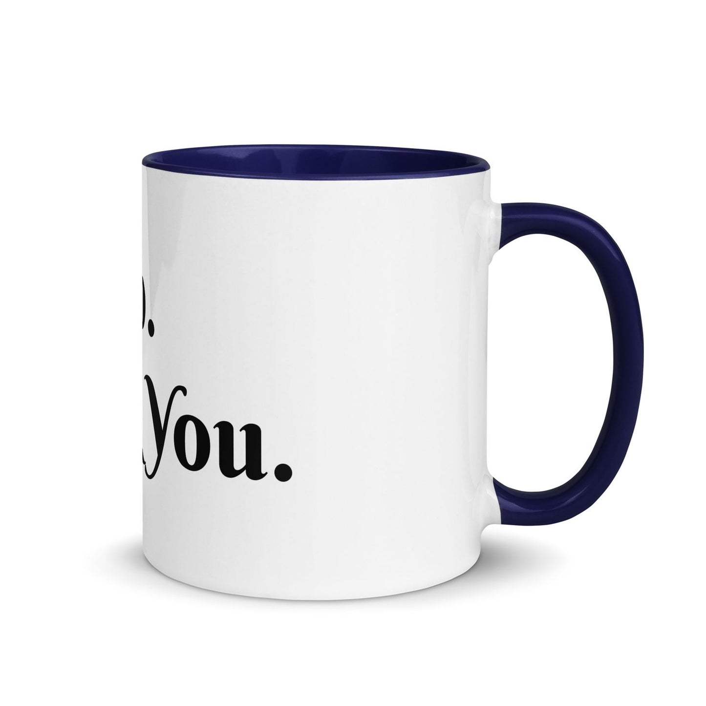 White Ceramic Cup with Color Inside - Dark Blue - 11 oz