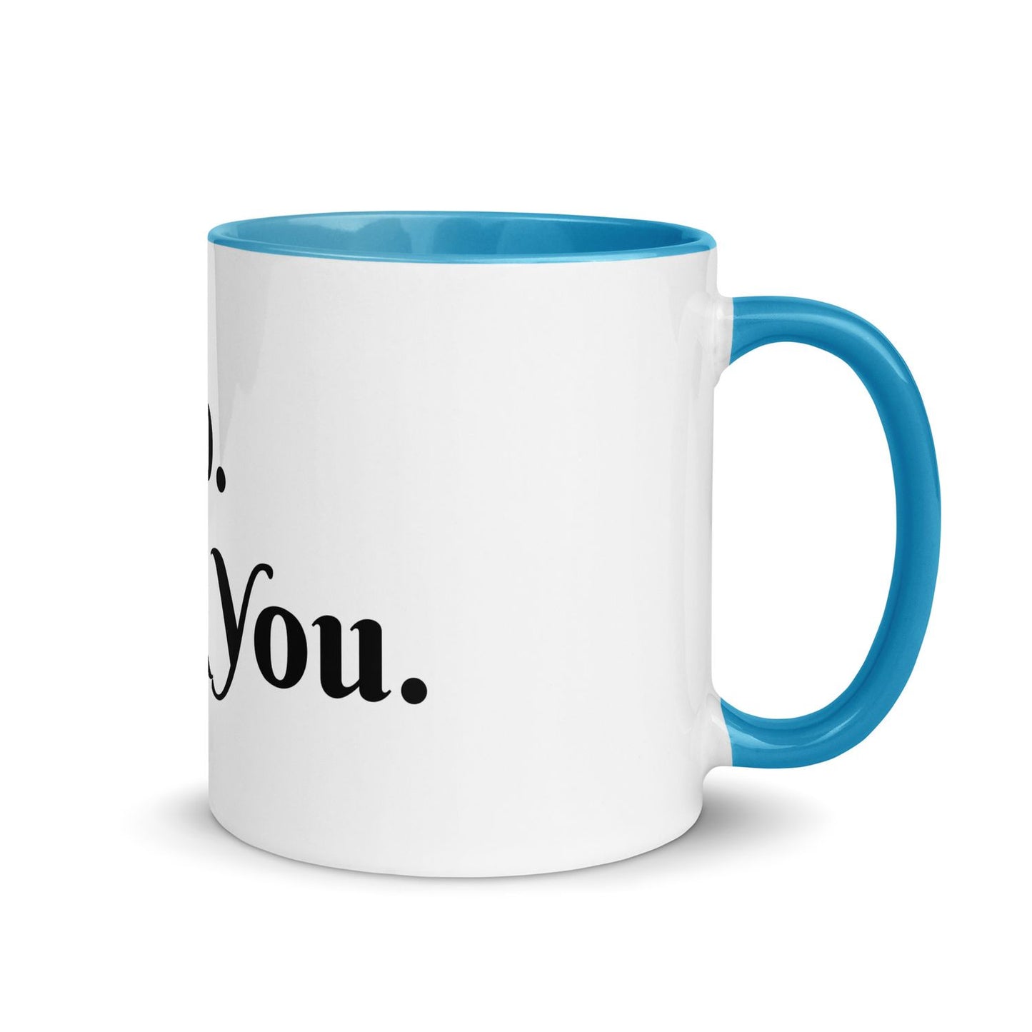 White Ceramic Cup with Color Inside - Blue - 11 oz