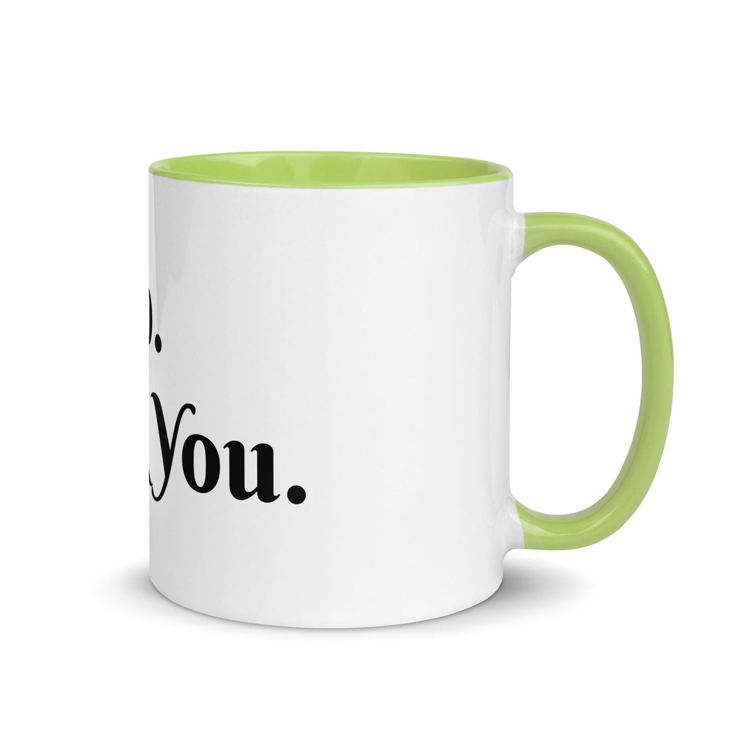 White Ceramic Cup with Color Inside - Green - 11 oz