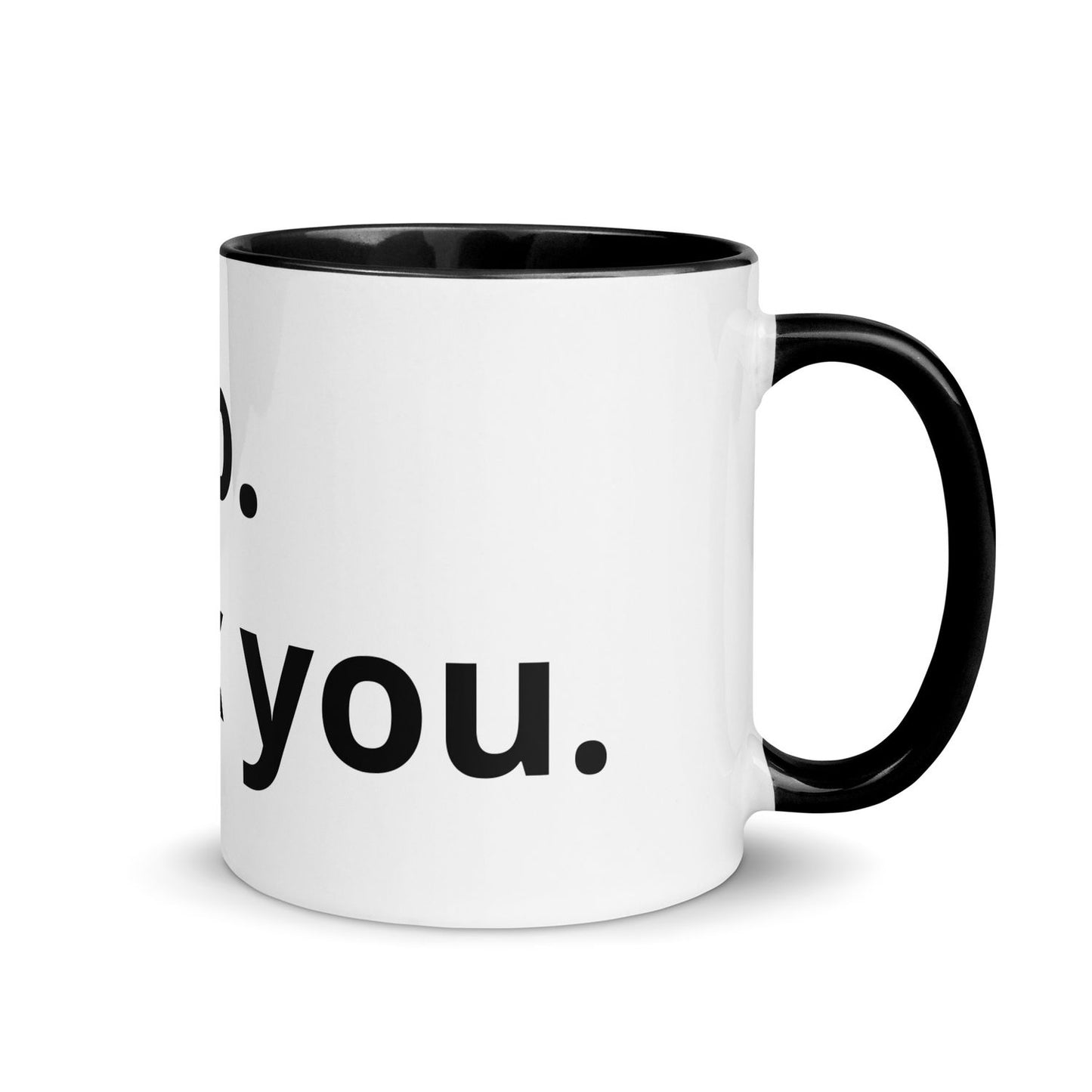 White Ceramic Cup with Color Inside - Black - 11 oz