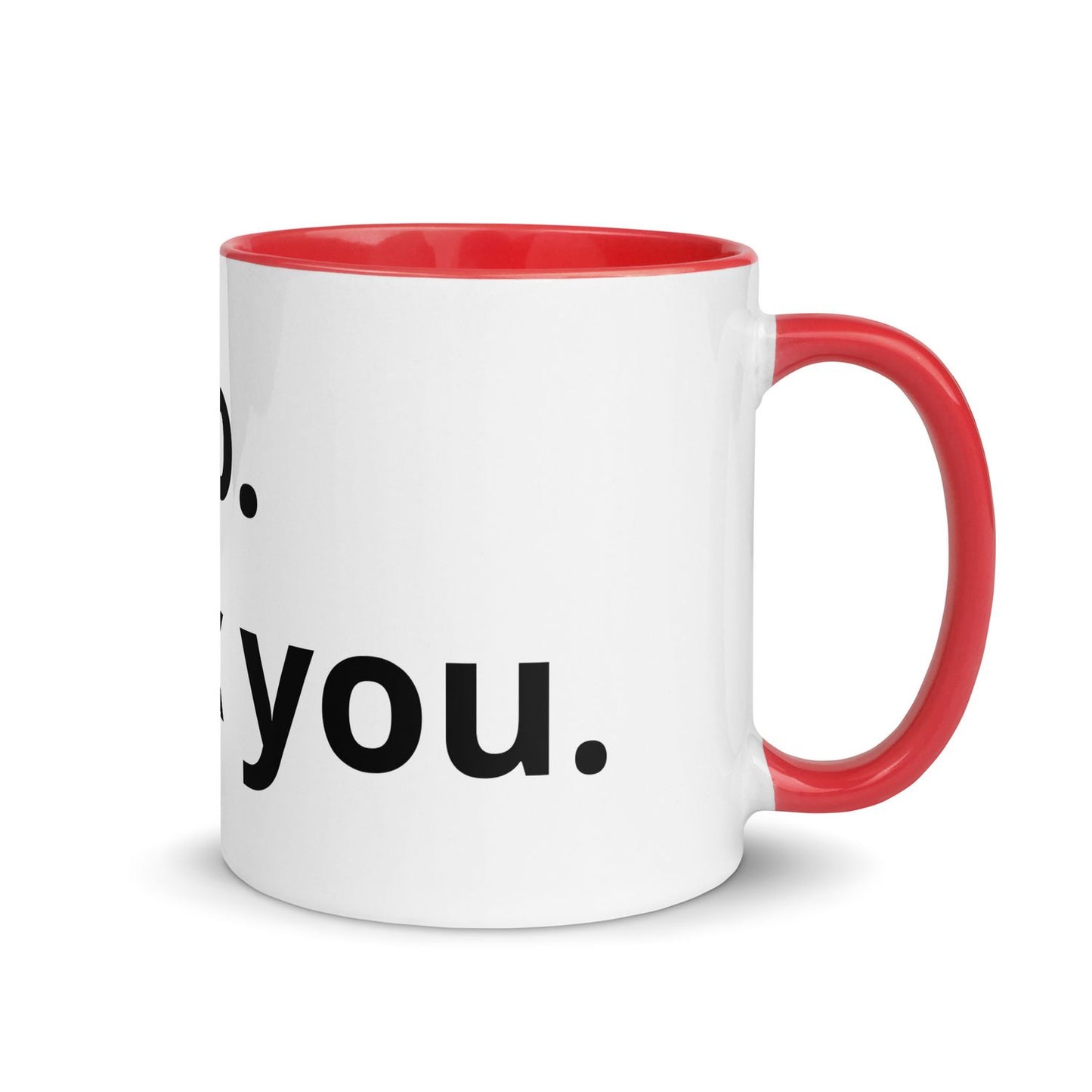 White Ceramic Cup with Color Inside - Red - 11 oz