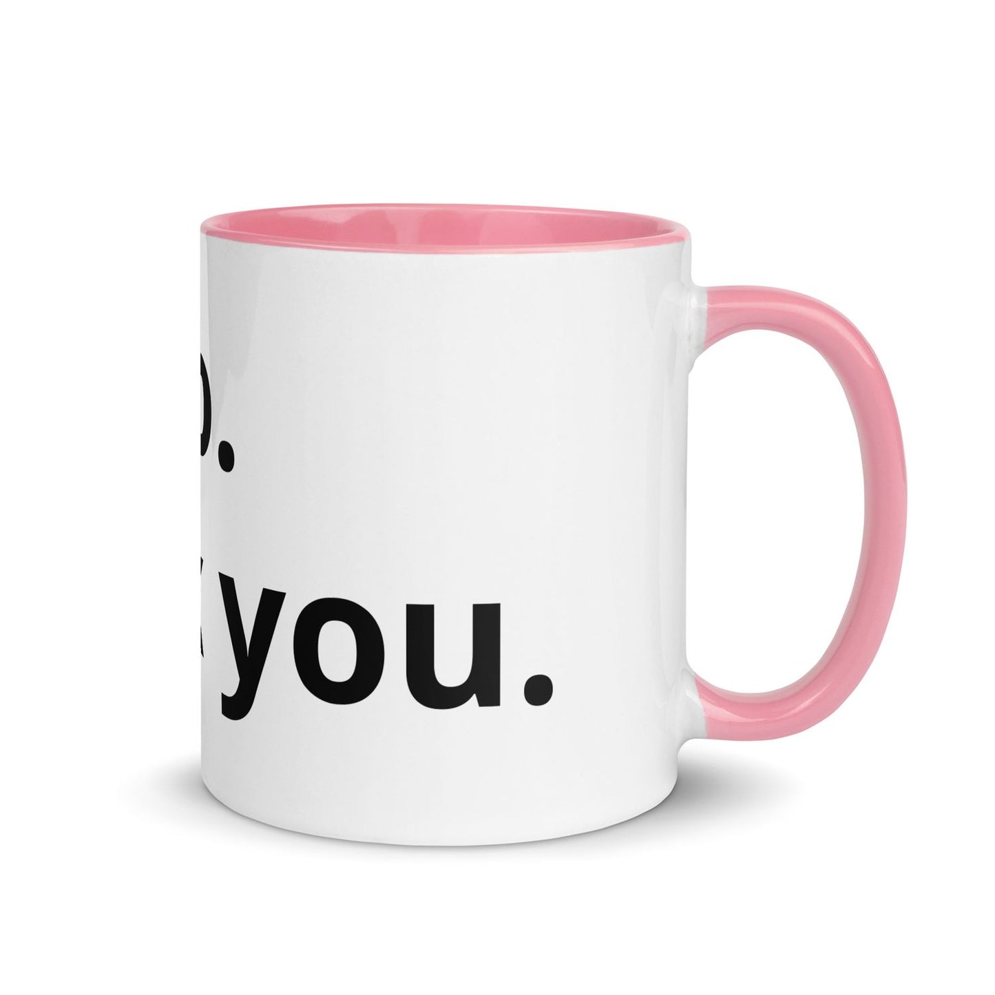 White Ceramic Cup with Color Inside - Pink - 11 oz