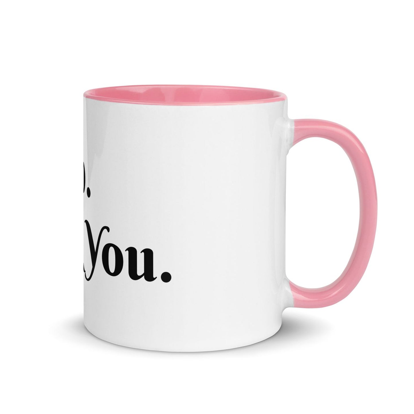 White Ceramic Cup with Color Inside - Pink - 11 oz