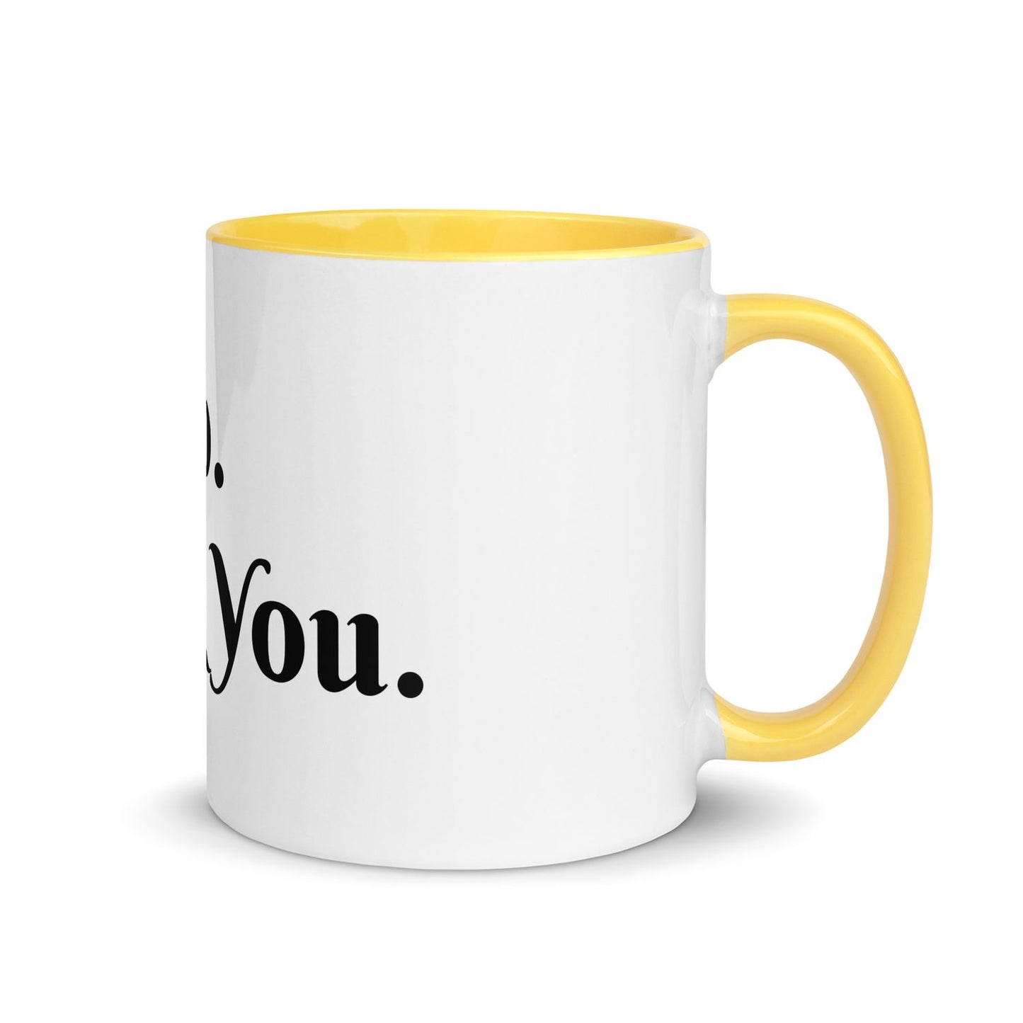 White Ceramic Cup with Color Inside - Yellow - 11 oz