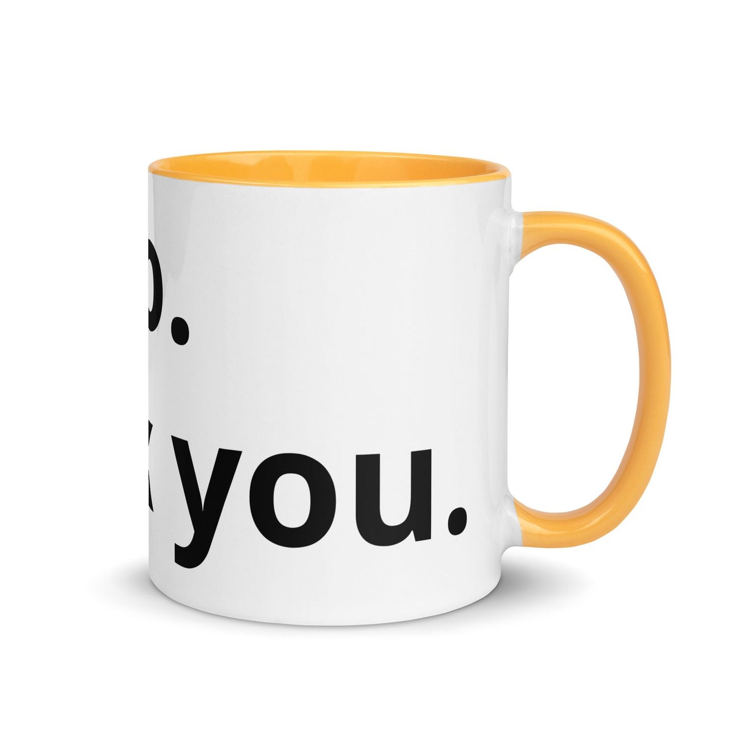 White Ceramic Cup with Color Inside - Golden Yellow