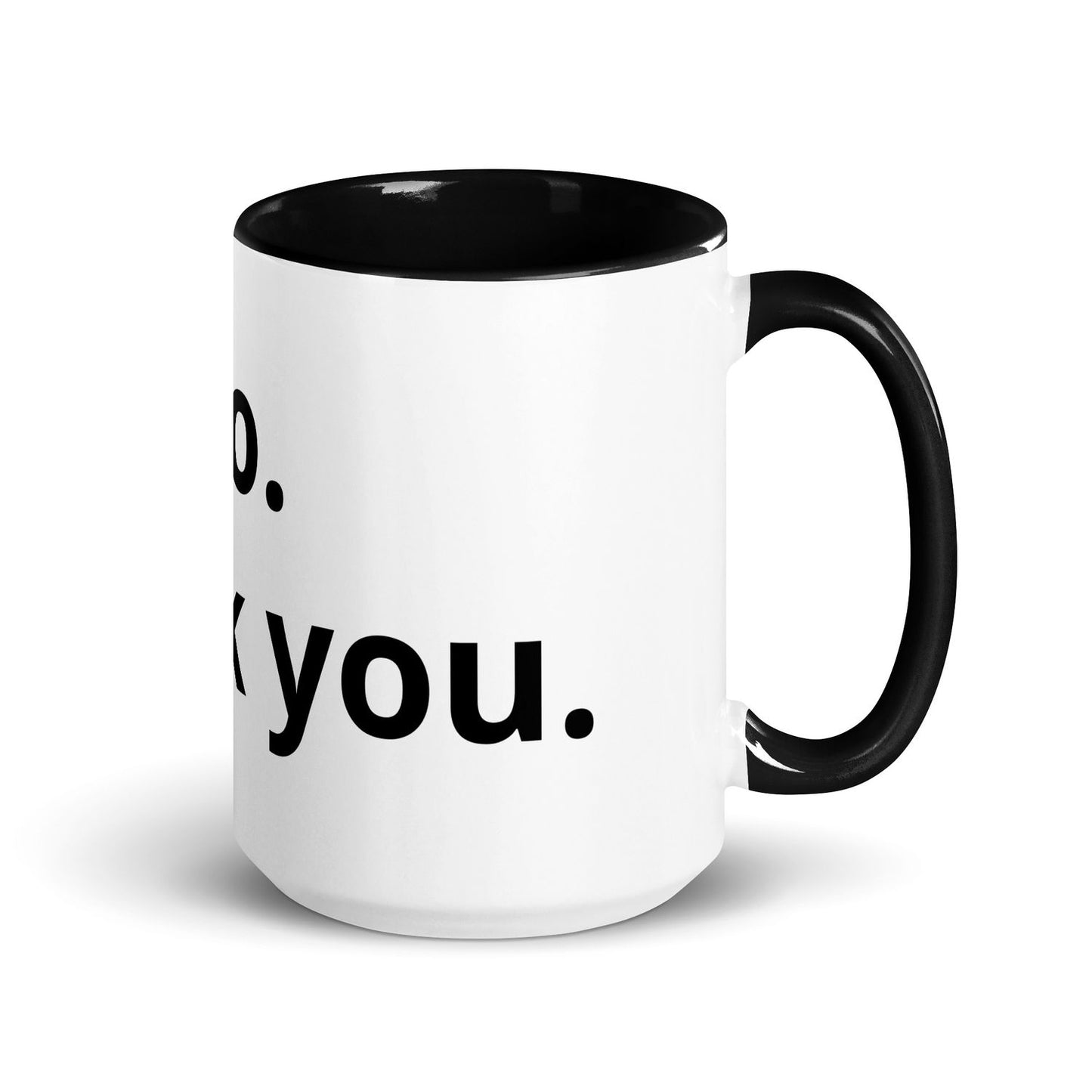 White Ceramic Cup with Color Inside - Black - 15 oz