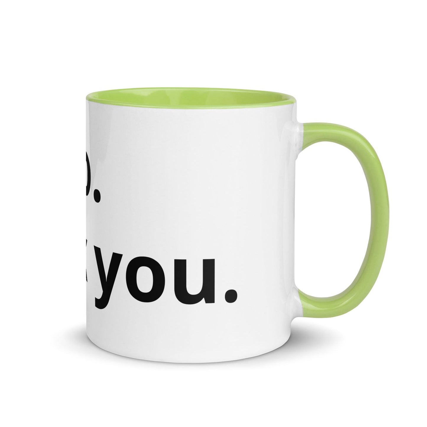 White Ceramic Cup with Color Inside - Green - 11 oz