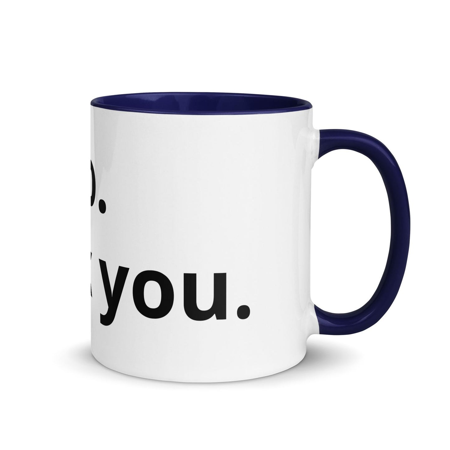 White Ceramic Cup with Color Inside - Dark Blue - 11 oz
