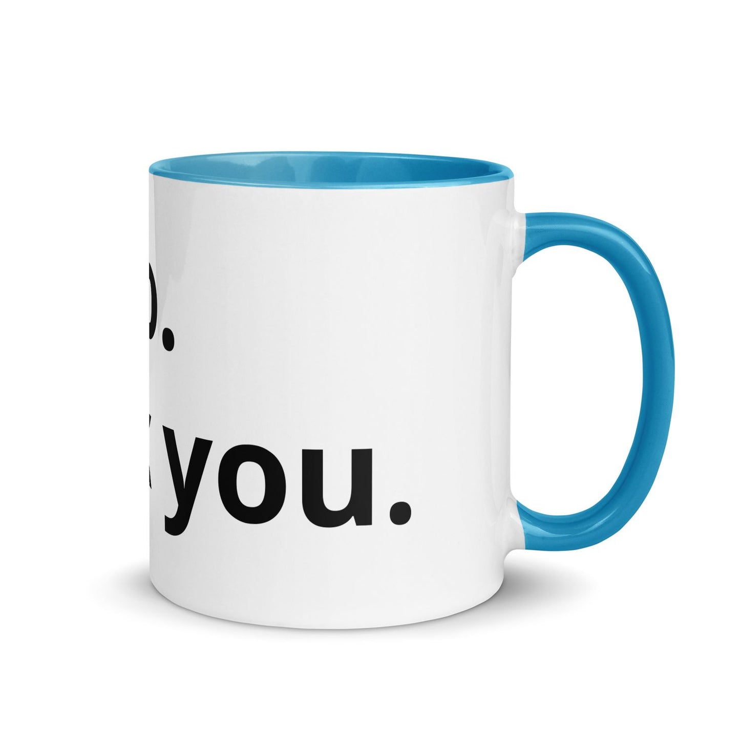 White Ceramic Cup with Color Inside - Blue - 11 oz