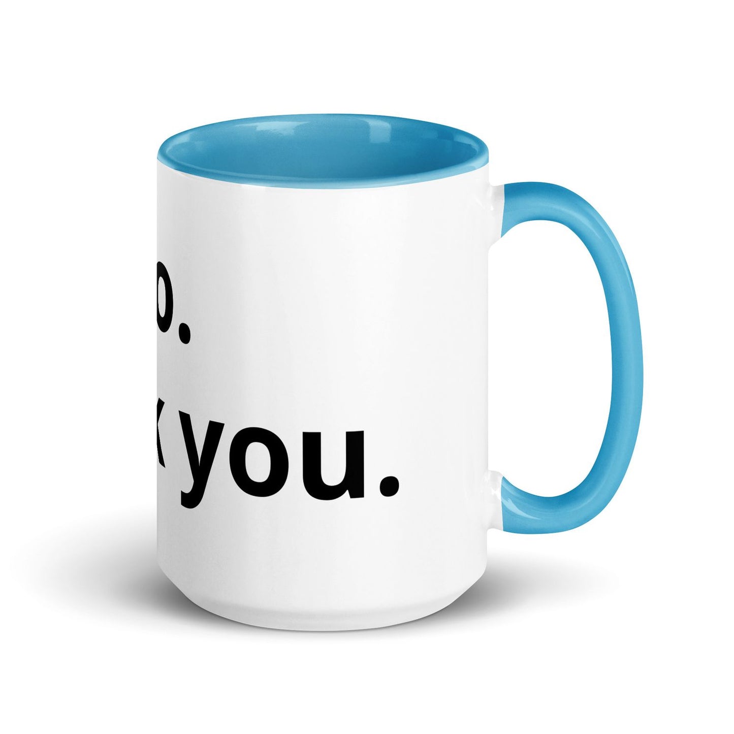 White Ceramic Cup with Color Inside - Blue - 15 oz