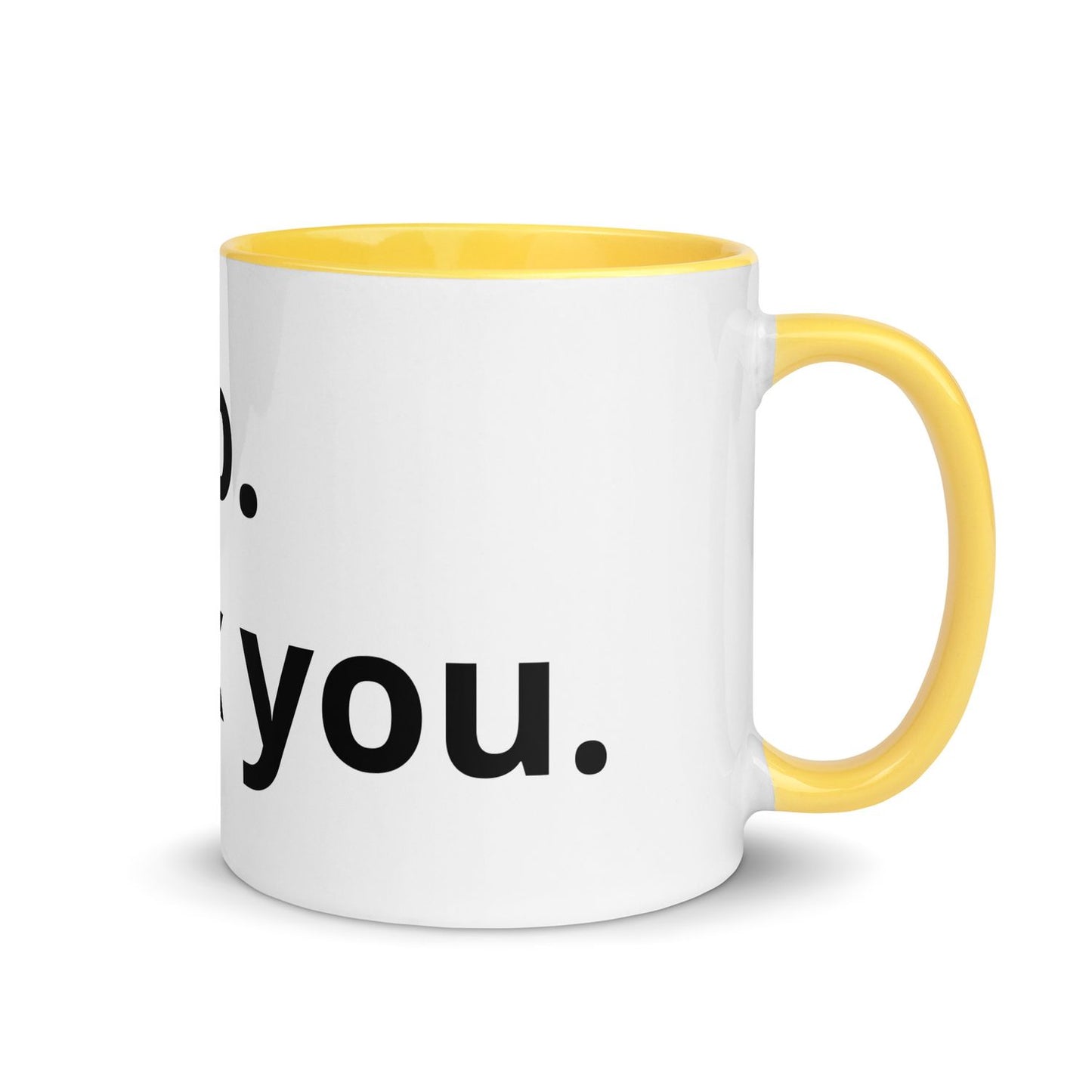 White Ceramic Cup with Color Inside - Yellow - 11 oz