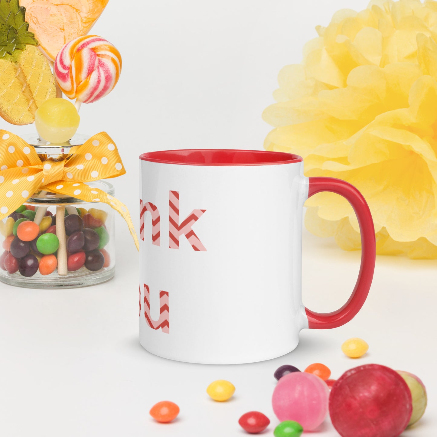 White Ceramic Cup with Color Inside