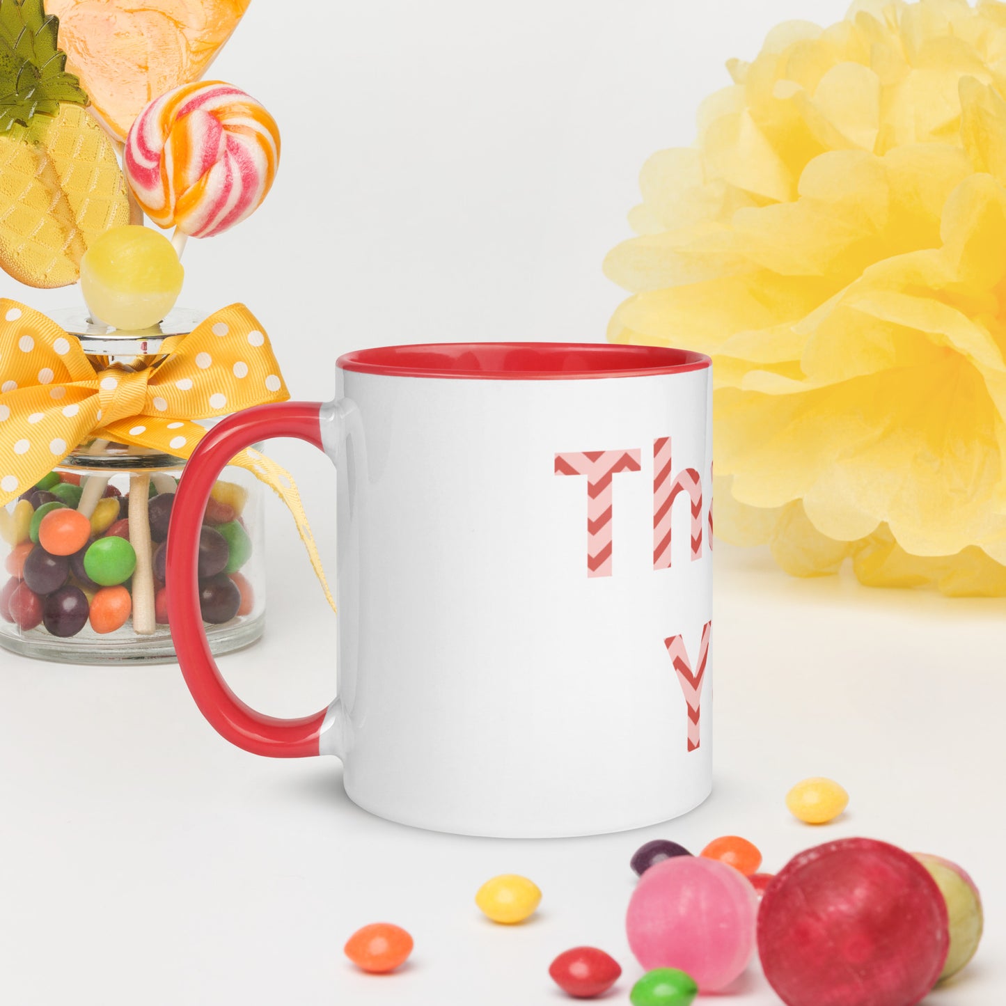 White Ceramic Cup with Color Inside