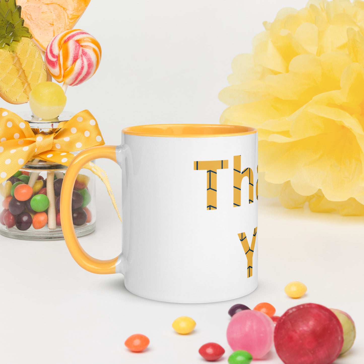 White Ceramic Cup with Color Inside