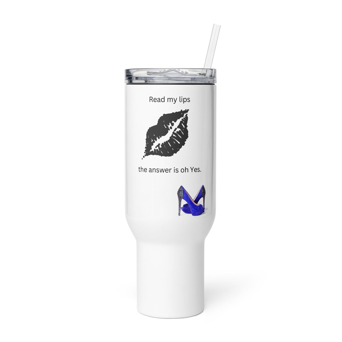 White Travel Cup with Handle - 40 oz