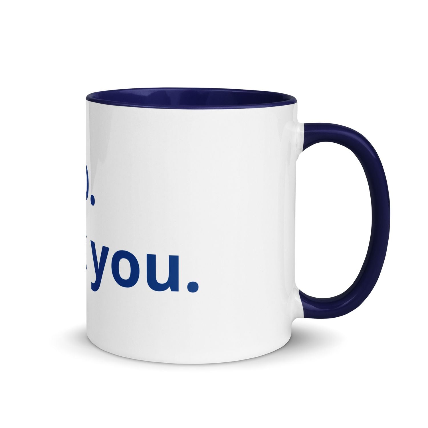 White Ceramic Cup with Color Inside - Dark Blue