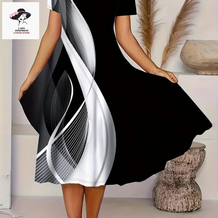 Dress V Neck Plus Size, Short Sleeve Dress, – Lady Confident